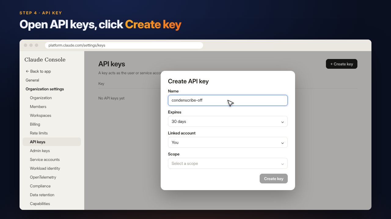 The Create API key window