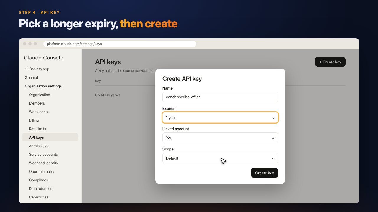 Changing the expiry and scope
